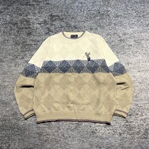 Vintage Isle of Cotton Golf Sweater Mens Large Made In USA Embroidered Sporty